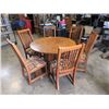 Image 1 : MISSION OAK ROUND DINING TABLE AND 6 CHAIRS