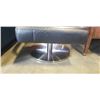 Image 2 : BLACK LEATHER AND STAINLESS ARM CHAIR