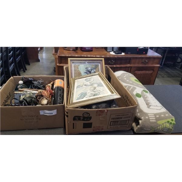 TWO BOXES OF DESCOR ITEMS AND KIDS PLAY MAT