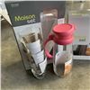 Image 2 : 2 PINK AND 1 ORANGE OCEAN GLASSWARE MAISON SETS WITH GLASS PITCHER AND 4 GLASSES