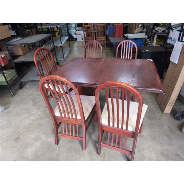 DINING TABLE WITH LEAF AND 5 CHAIRS