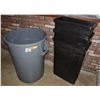 Image 1 : Qty 3 Stacking Black & Gray Heavy-Duty Waste Receptacles