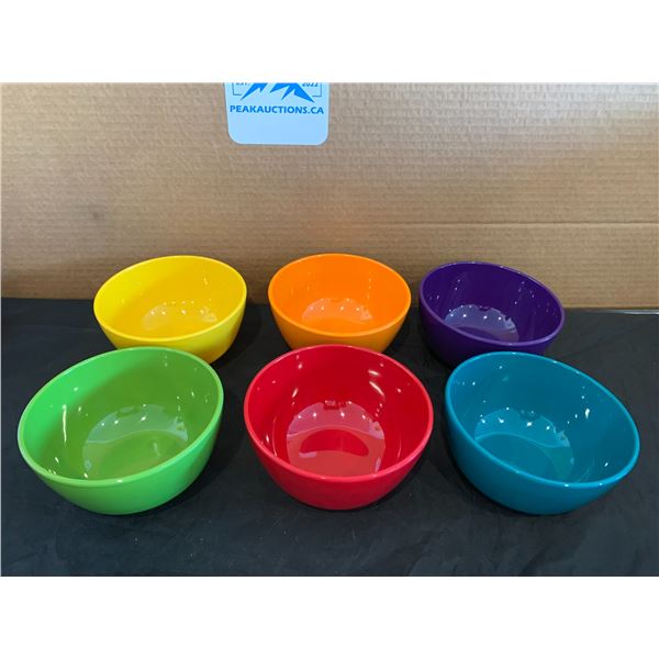 Set of 6 Melamine 28oz Bowls Multi colour