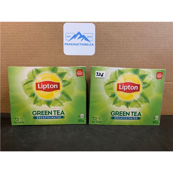 Lot of 2 Lipton Decaffeinated Green Tea 72 Tea Bags