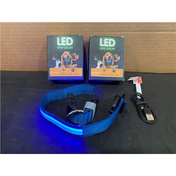 Lot of 2 Masbrill LED Dog Collar Size Medium Blue