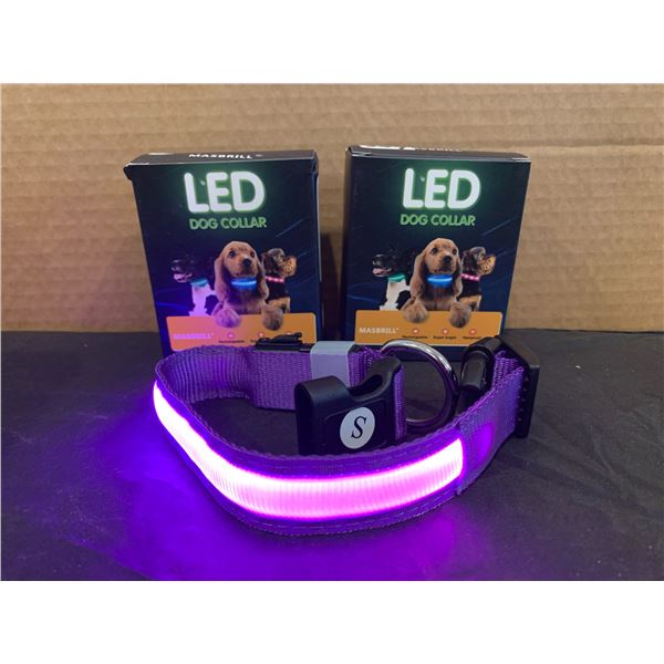 Lot of 2 Masbrill LED Dog Collar Size Small Purple