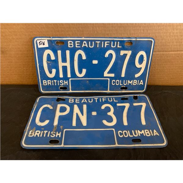 Lot of 2 Beautiful British Columbia License Plates