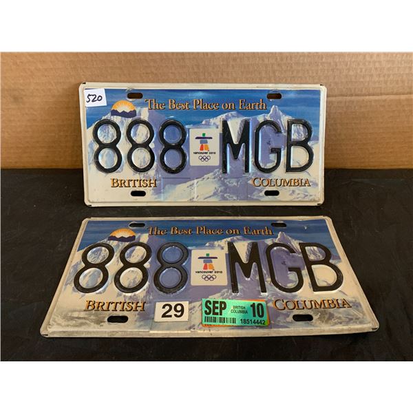 Lot of 2 British Columbia 2010 Olympic License Plates