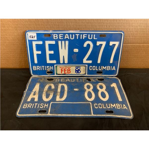Lot of 2 Beautiful British Columbia License Plates