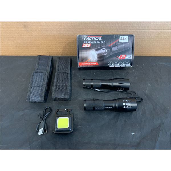2 Pack of Tactical LED Flashlights - 5 Lighting Modes