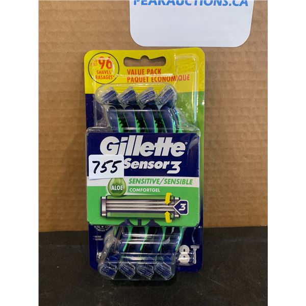 Gillette Sensor 3 Sensitive Aloe Disposable Razors 8 Pack