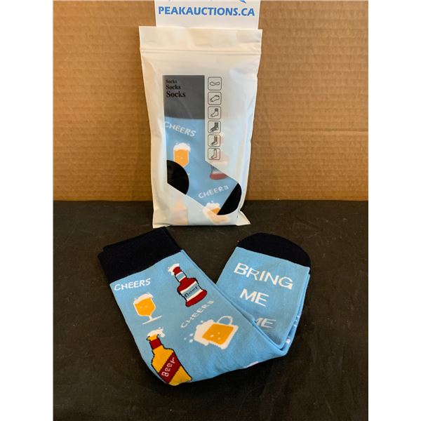 Lot of 2 Mens  Socks Beer Patern