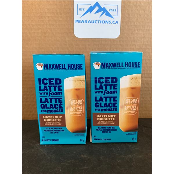 Lot of 2 Maxwell House Iced Latte With Foam Hazelnut All In One Drink 6 Pack Per