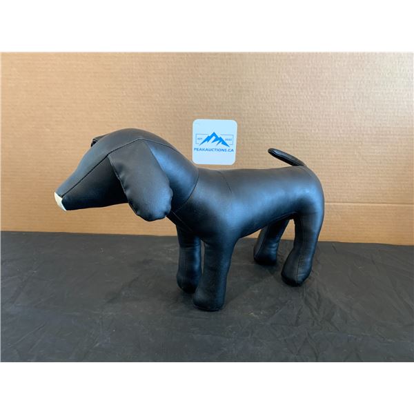 Manaquine Faux Leather Stuffed Dog Black