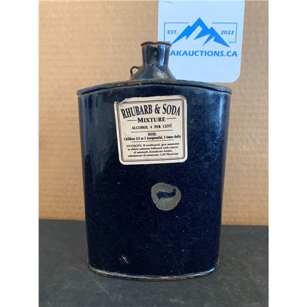 Vintage Cobalt Blue Madras Enamel Bottle 1980's Rhubarb &Soda Mixture