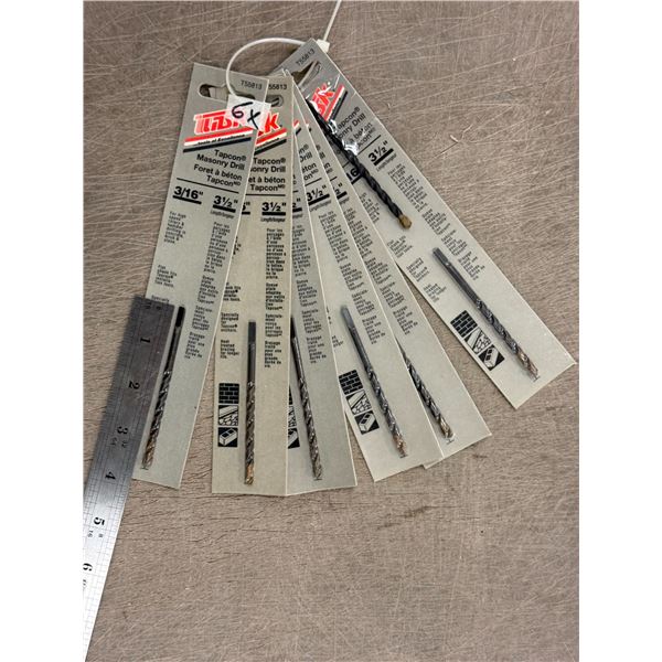 LOT DE 6 FORETS A BETON 3/16-3-1/2 TASK