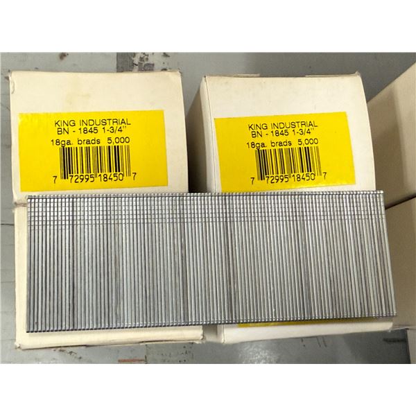 LOT DE 9 BOITES DE 5000 CLOUS A TÊTE ÉTROITE 2"-18 GA