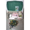 Image 1 : LARGE TOTE OF CHRISTMAS DECOR WITH CHRISTMAS TREE