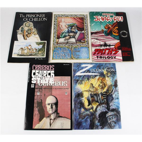 LOT OF FIVE VINTAGE COMIC BOOKS INCLUDING SWORDS