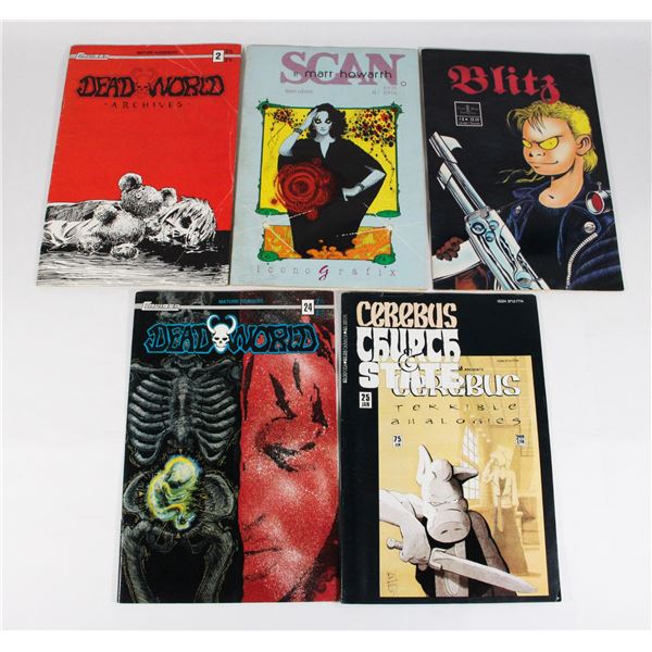 LOT OF FIVE VINTAGE COMIC BOOKS INCLUDING BLITZ