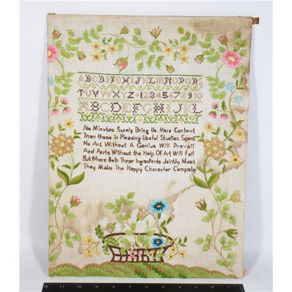 VINTAGE HAND EMBROIDERED POEM ARTWORK