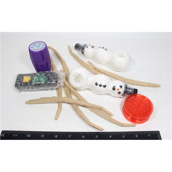 NEW SMOKERS BUNDLE INCLUDING SNOWMAN PIPES,