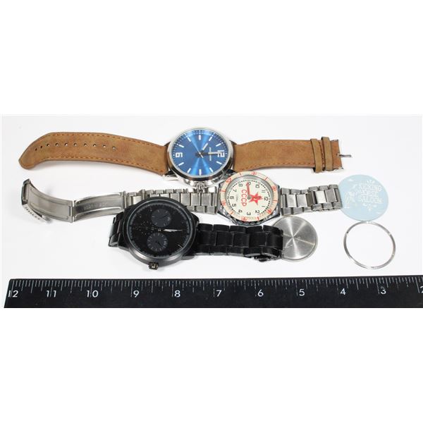 THREE MENS WATCHES, ALL WORKING. INCLUDING