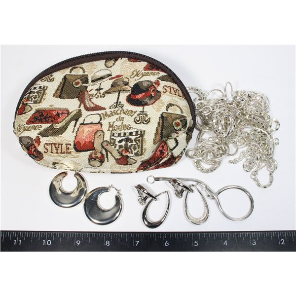 SIGNARE ZIP UP MINI BAG FULL OF SILVER TONE FASHION