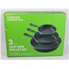 Image 1 : NEW EVERYDAY ESSENTIALS 3PC CAST IRON SKILLET SET