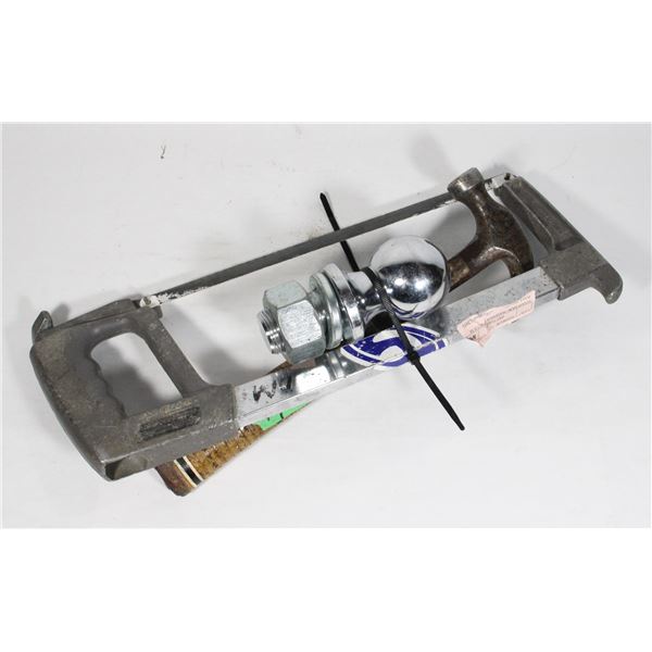 HAND SAW, HAMMER AND 2 5/16 BALL HITCH