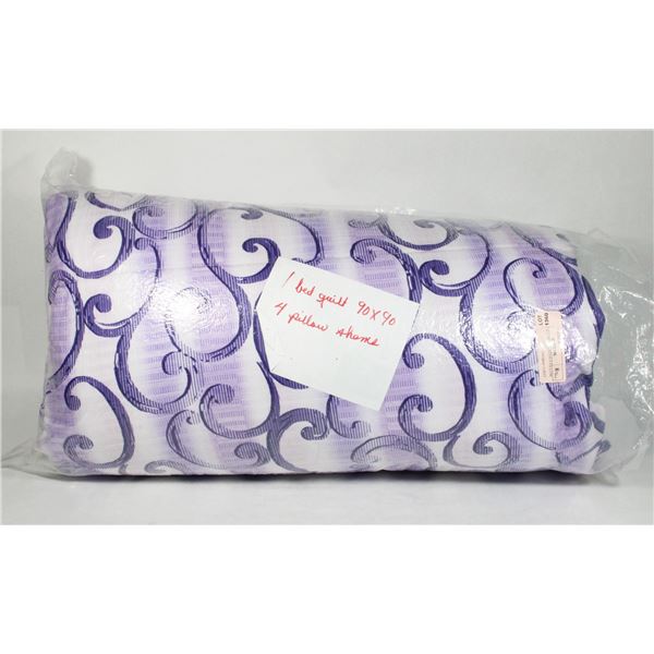 BED QUILT 90 X 90 WITH 4 PILLOW SHAMS