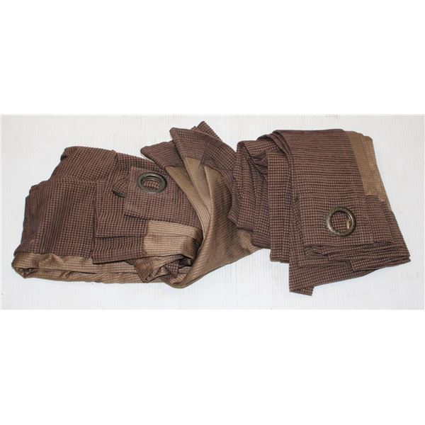 TWO 84" BROWN HEAVY BLACKOUT CURTAINS