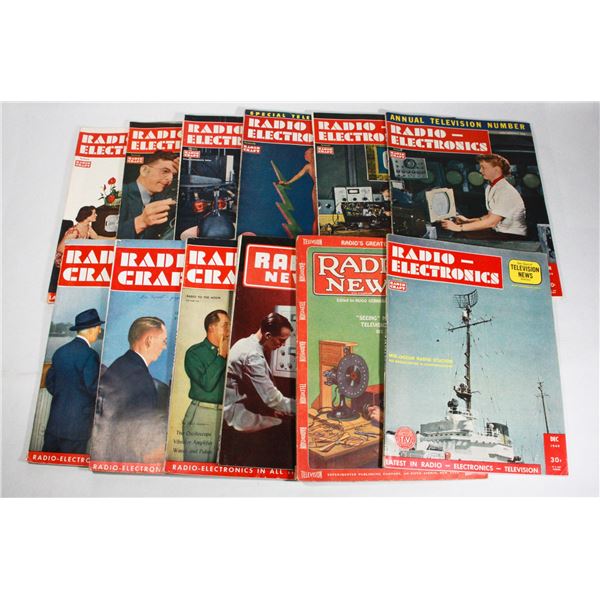 LOT OF 12 VINTAGE RADIO MAGAZINES 1940'S & 50'S