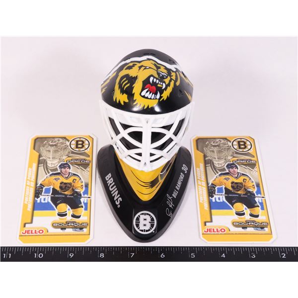 BRUINS BILL RANFORD NHL MINI HELMET AND