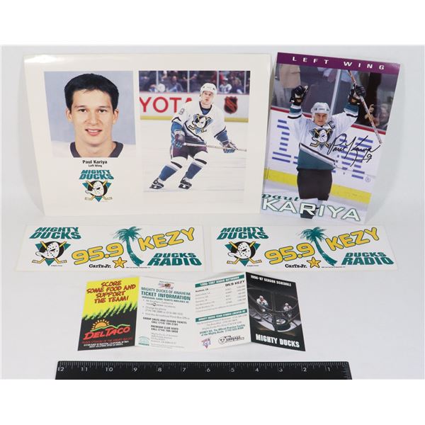 SMALL LOT OF COLLECTIBLE MIGHTY DUCKS ITEMS INCL.