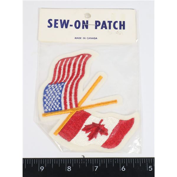 NEW OLD STOCK SEW ON PATCH CANADA/USA FLAGS