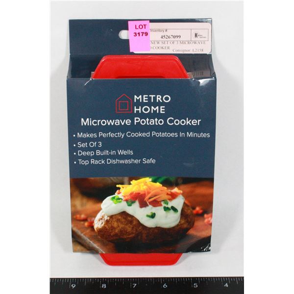 BRAND NEW SET OF 3 MICROWAVE POTATO COOKER