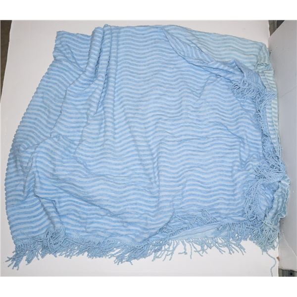 VINTAGE CHENILLE BEDSPREAD FULL/DOUBLE SKY BLUE