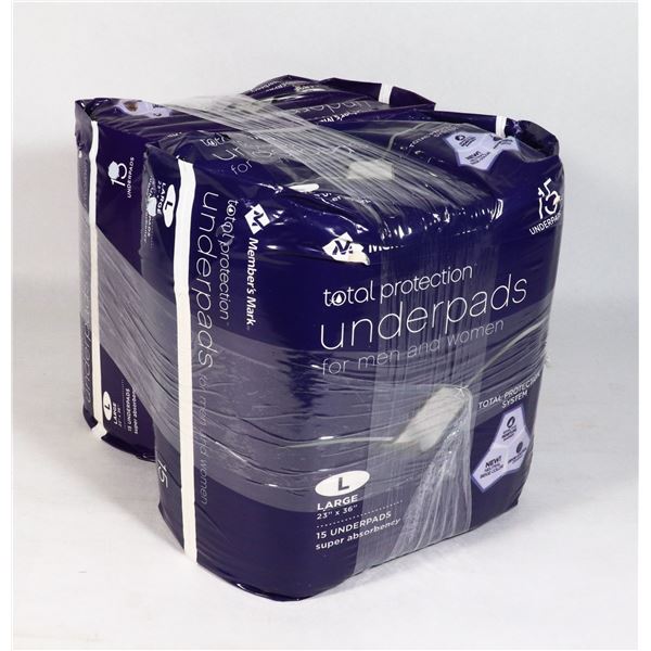 TWO 15 PACKS OF TOTAL PROTECTION UNDERPADS