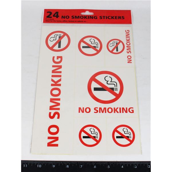 NEW PACK OF 24 NO SMOKING STICKERS