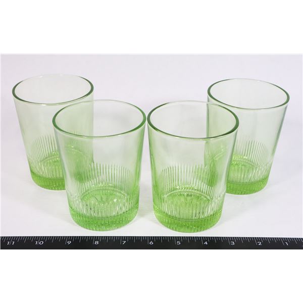 MARTHA STEWART GREEN GLASSES 4-1/2" TALL X 3"