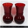 Image 1 : X2 RED GLASS VASES