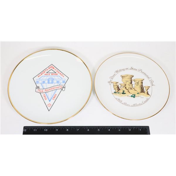 TWO COLLECTOR PLATES HOODOOS WRITING ON STONE