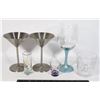Image 1 : 2 STEEL MARTINI GLASSES,  WINE GLASS WITH GLITTER
