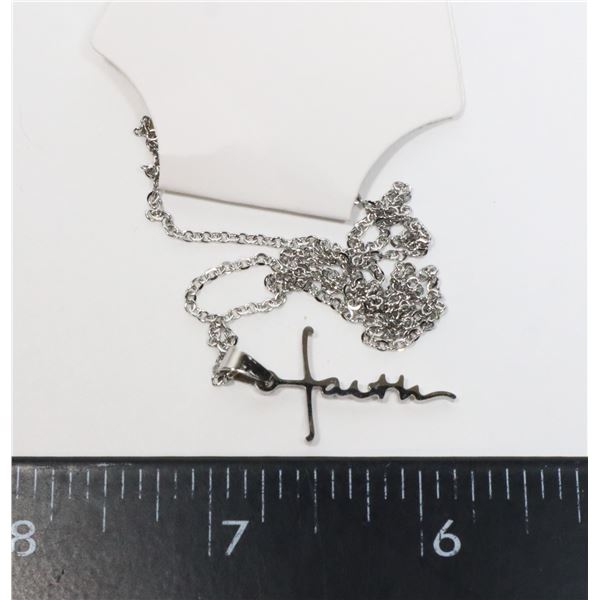 NEW STAINLESS STEEL FAITH CROSS PENDANT AND CHAIN