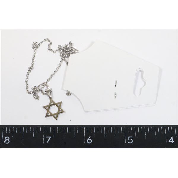 NEW STAINLESS STEEL STAR OF DAVID PENDANT