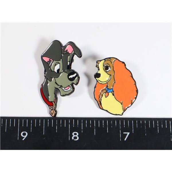 2 NEW LADY AND THE TRAMP THEME LAPEL PINS. ONE