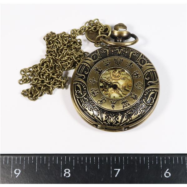 NEW 12 CONSTELLATIONS POCKET WATCH AND CHAIN