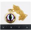 Image 1 : NEW GOLD TONE DRAGON EYE POCKET WATCH WITH CHAIN