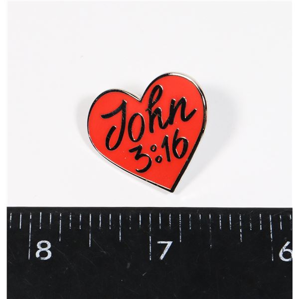 NEW JOHN 3:16 HEART LAPEL PIN